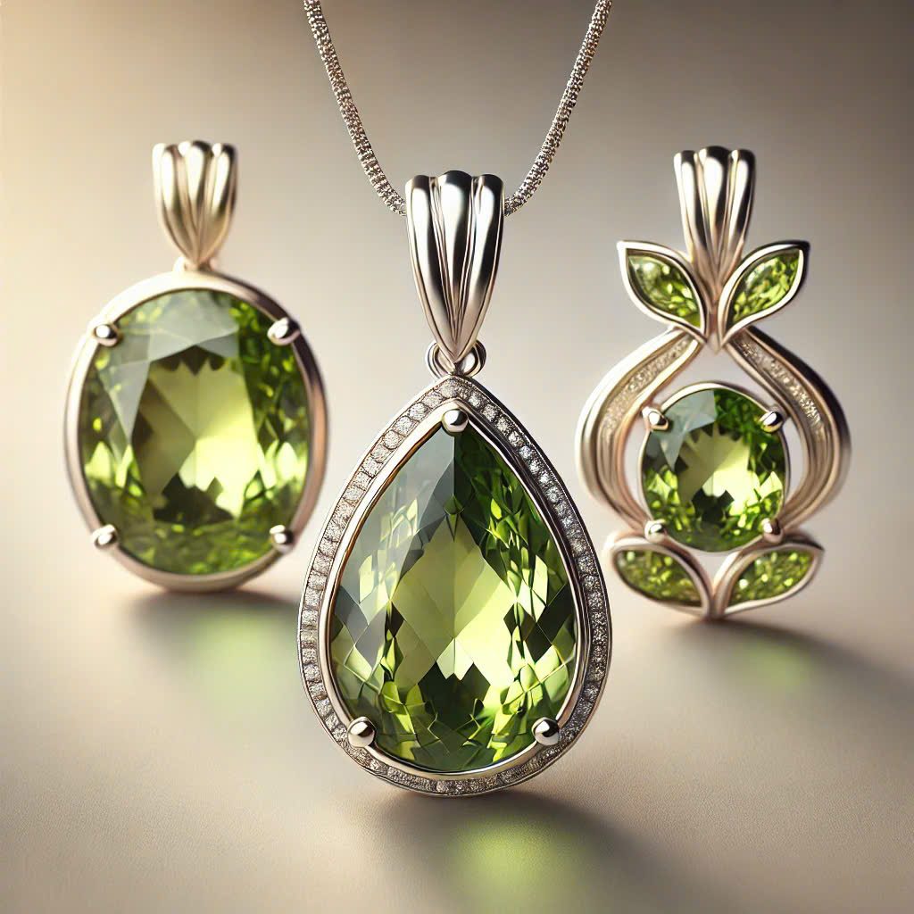 Mặt dây chuyền đá Peridot xanh tự nhiên cao cấp